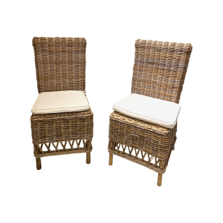 Wicker Dining Chairs with Cushions (Set of 2)