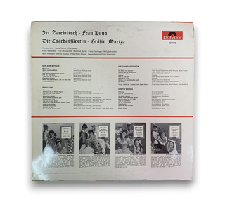 Der Zarewitsch / Frau Luna / Die Csardasfürstin / Gräfin Mariza