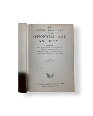 The Nuttall Dictionary of English Synonyms and Antonyms