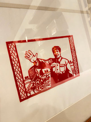 Framed Triptych Red Paper Cut Art