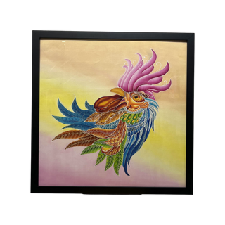 Colorful Rooster Artwork in Black Frame