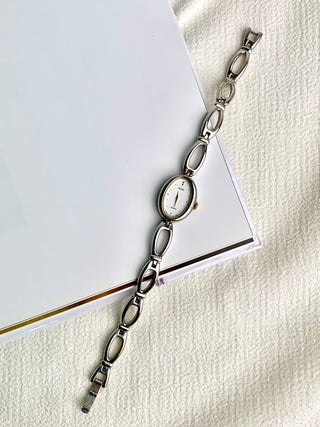 Alba Quartz Silver-Tone Oval Link Bracelet Watch