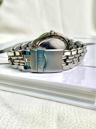 Fossil Quartz Chronograph Silver-Tone Round Link Bracelet Watch