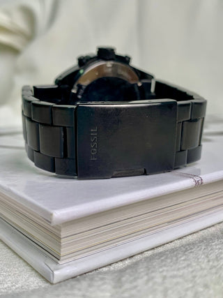 Fossil Quartz Chronograph Black Round Link Bracelet Watch