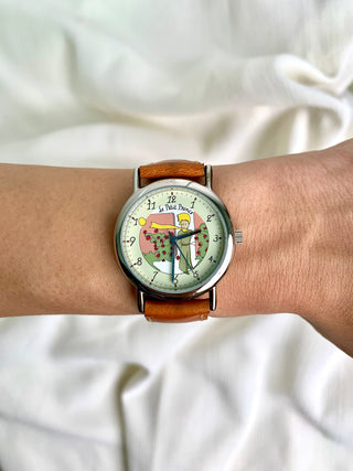 Le Petit Prince Quartz Silver-tone Round Brown Leather Strap Watch