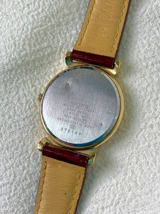 Seiko Lucent Quartz Gold-tone Round Brown Leather Strap Watch