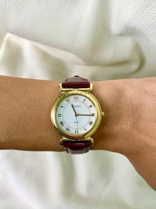 Seiko Lucent Quartz Gold-tone Round Brown Leather Strap Watch