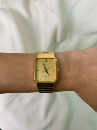 Seiko Quartz Gold-tone Rectangular Bracelet Watch