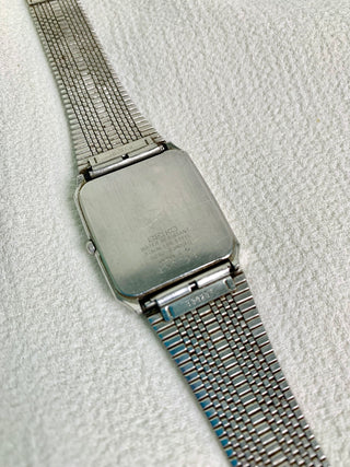 Vintage Seiko Quartz Silver-Tone Rectangular Bracelet Watch