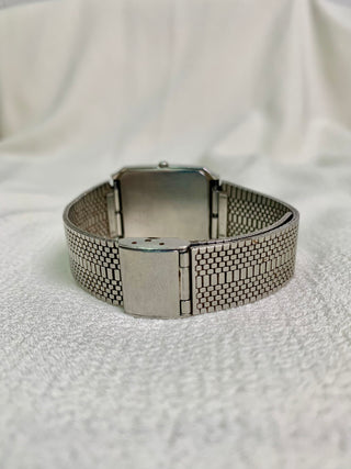 Vintage Seiko Quartz Silver-Tone Rectangular Bracelet Watch