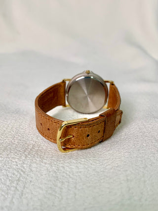 Montine Quartz Two-Tone Round Brown Leather Strap Watch