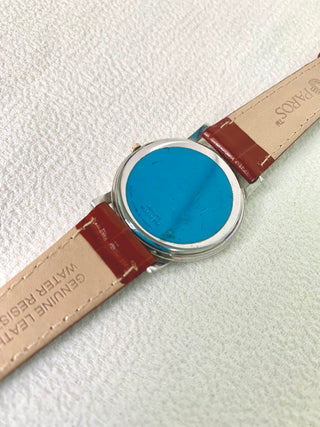 VaInqueur Quartz Two-Tone Round Brown Leather Strap Watch