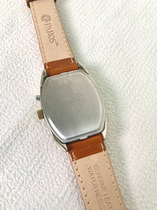 Anne Klein Quartz Two-Tone Tonneau Brown Leather Strap Watch