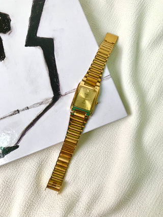 Croton Quartz Gold-Tone Rectangular Bracelet Watch