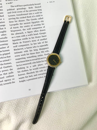 Seiko Alba Quartz Two-Tone Round Black Leather Watch