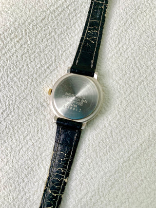 Seiko Alba Quartz Two-Tone Round Black Leather Watch