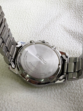 Seiko Quartz Chronograph Silver-Tone Round Bracelet Watch