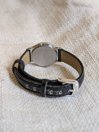 Vintage Seiko Quartz Silver Round Leather Strap Watch #2