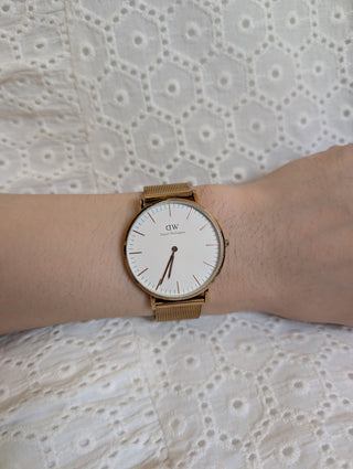 Daniel Wellington Quartz Rose Gold Round Mesh Strap Watch