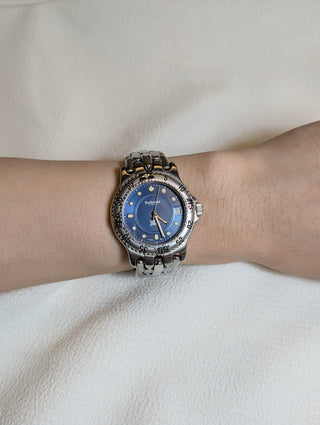 Vintage Burberrys Quartz Diver Silver-Tone Round Bracelet Watch