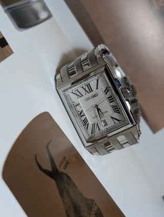Limited Edition Seiko Quartz Silver-Tone Rectangular Bracelet Watch
