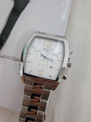 Lark Quartz Chronograph Silver Rectangle Silver Stainless Steel Watch