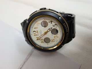 Casio Baby-G Analog-Digital Black and Gold Round Rubber Strap Watch