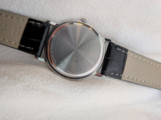 Attitude Analog Silver with Black Leather Strap Watch